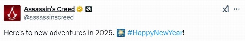 《刺客信条》官方送新年祝福 2025年开启新冒险