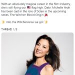 杨紫琼参演《巫师:血之起源》 扮演剑精灵Scían