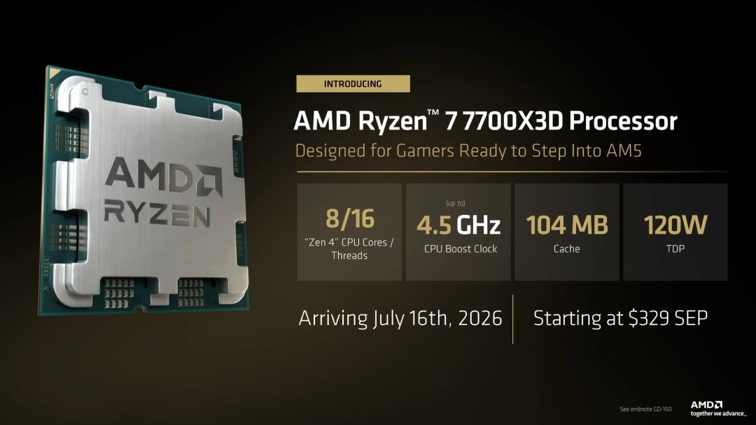 平民版游戏神U来了!AMD 7700X3D性能测试发布